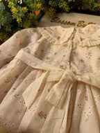 Creamy Blossom Chickenkari Embroidery Frock