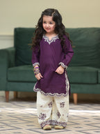 MEHER PURPLE EMBROIDERED KURTA PALAZZO SET