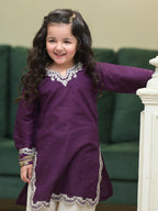 MEHER PURPLE EMBROIDERED KURTA PALAZZO SET