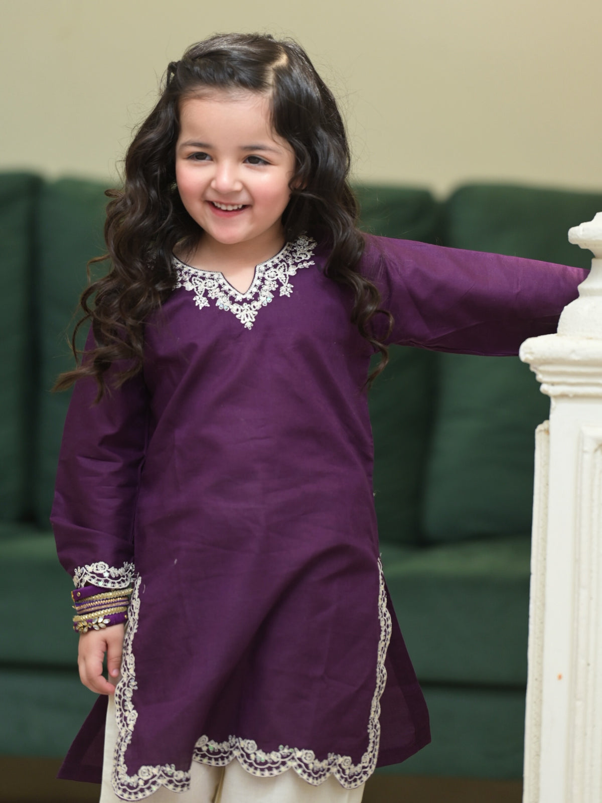 MEHER PURPLE EMBROIDERED KURTA PALAZZO SET