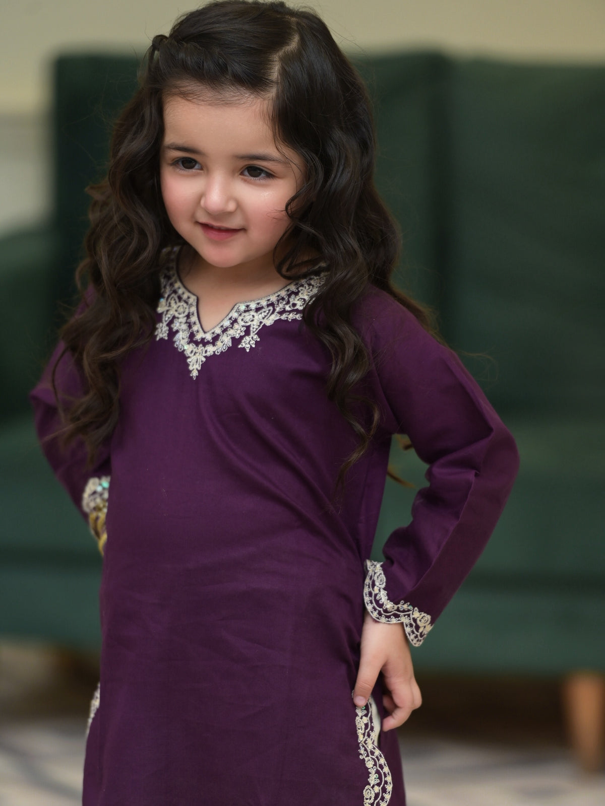 MEHER PURPLE EMBROIDERED KURTA PALAZZO SET