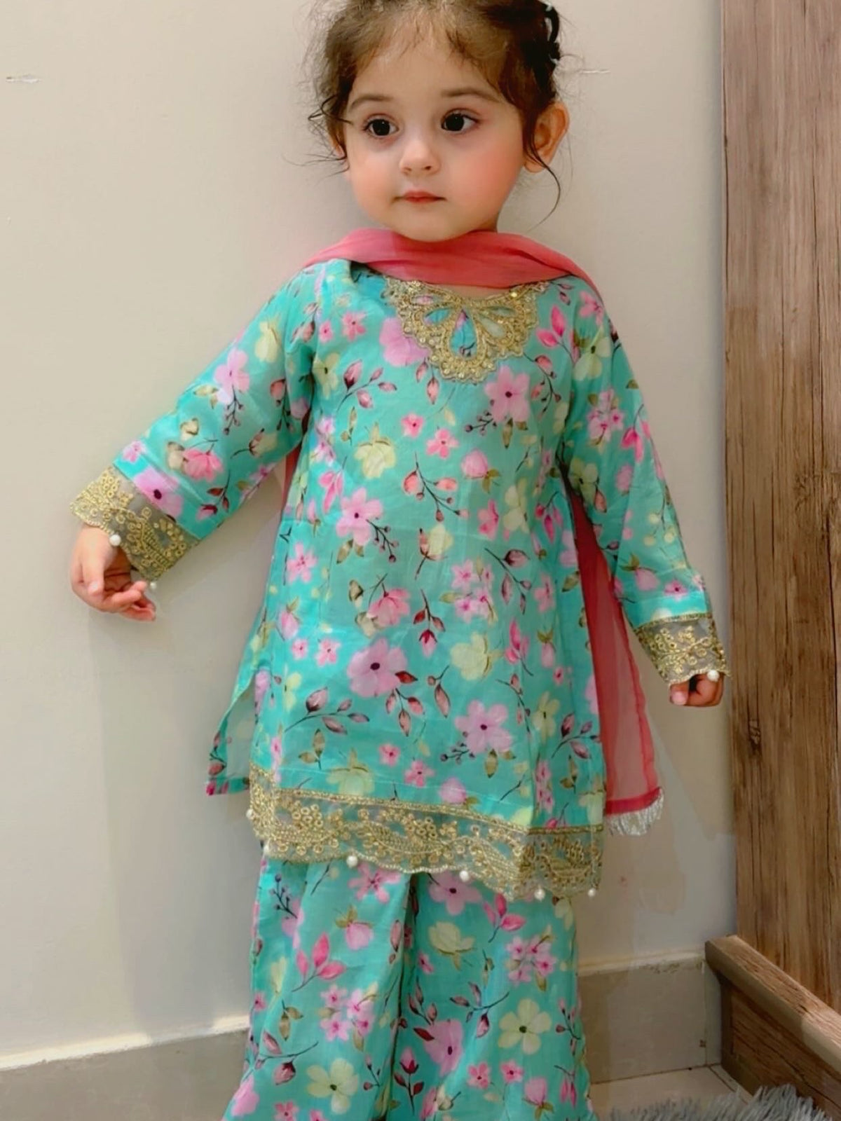 Mahira Aqua Designer Sharara Set