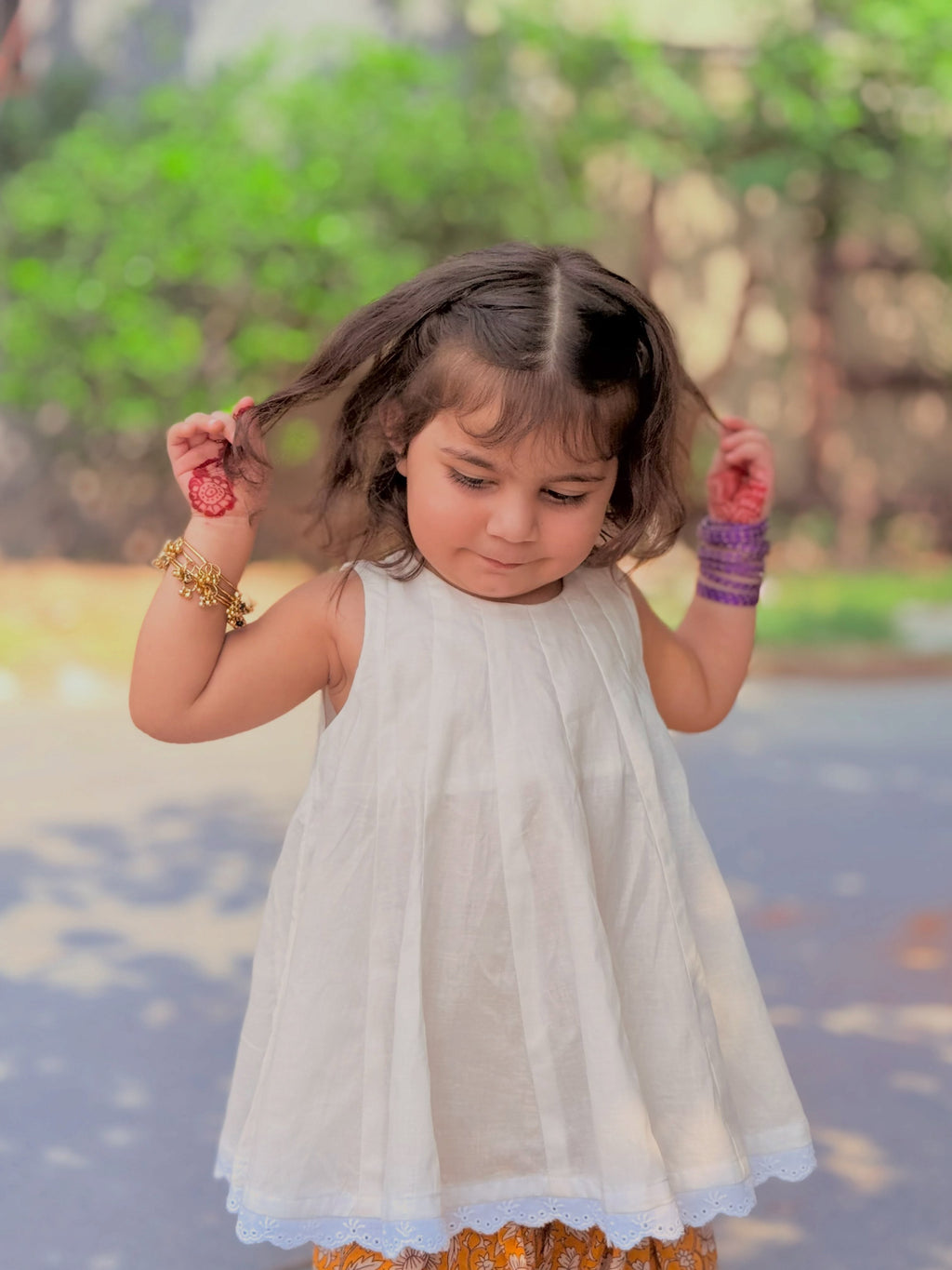 AAROHI MUSTARD FLORAL GIRLS CO-ORD SET