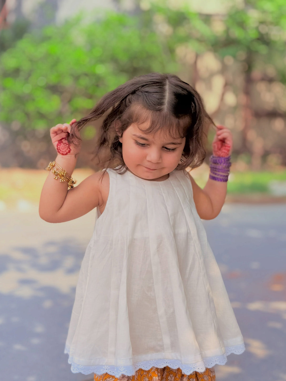 AAROHI MUSTARD FLORAL GIRLS CO-ORD SET