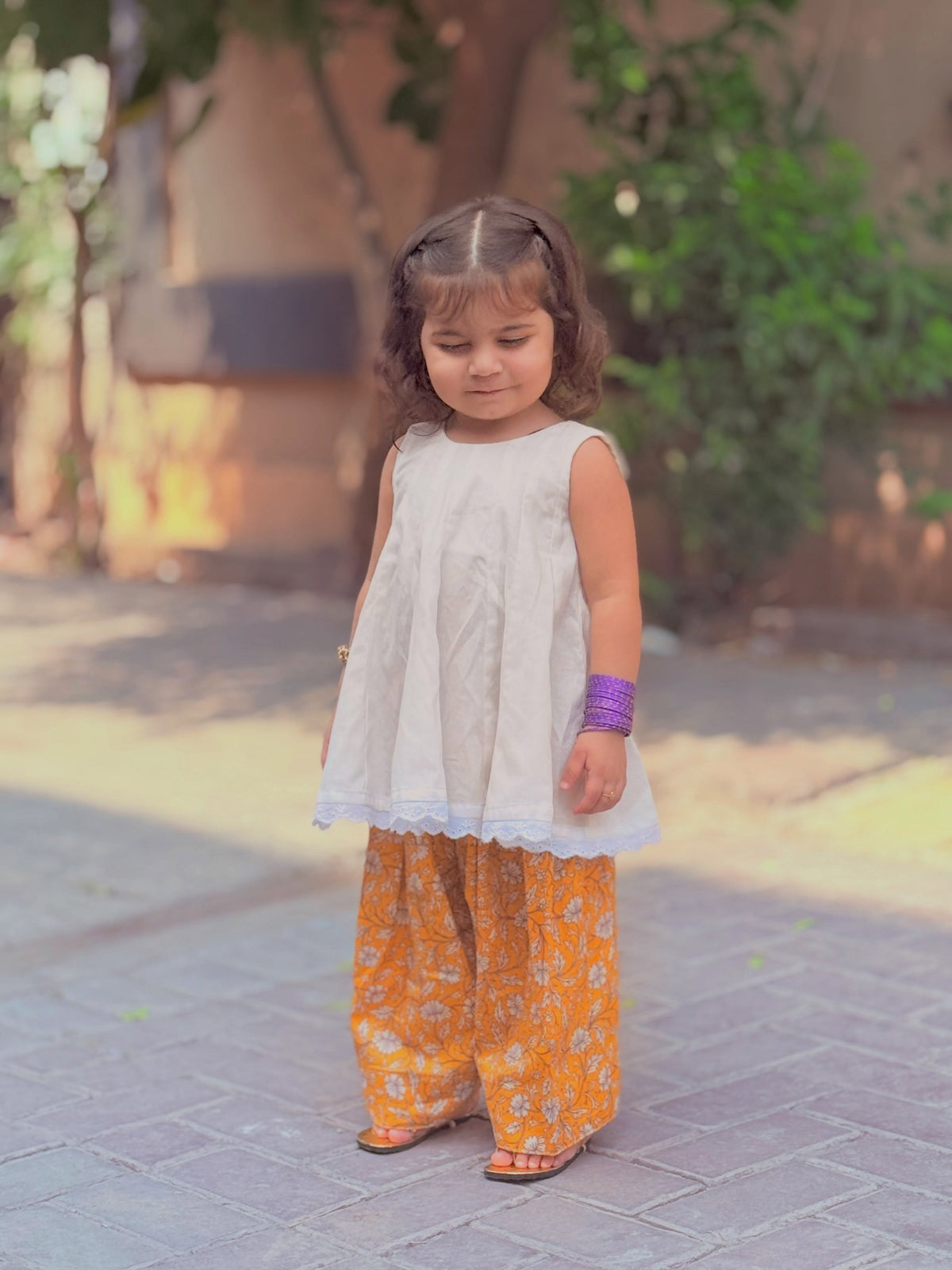 AAROHI MUSTARD FLORAL GIRLS CO-ORD SET