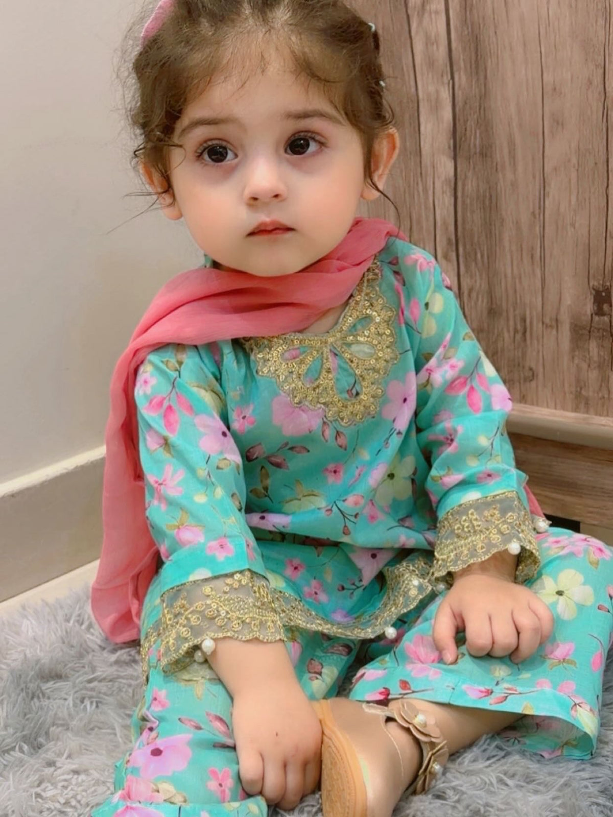 Mahira Aqua Designer Sharara Set