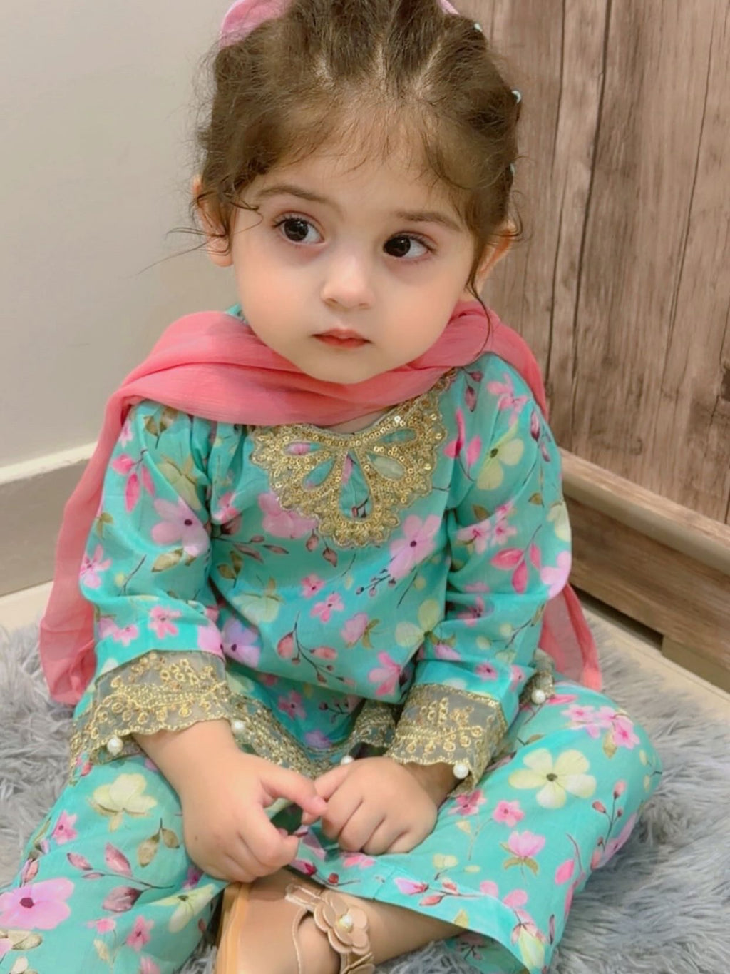 Mahira Aqua Designer Sharara Set