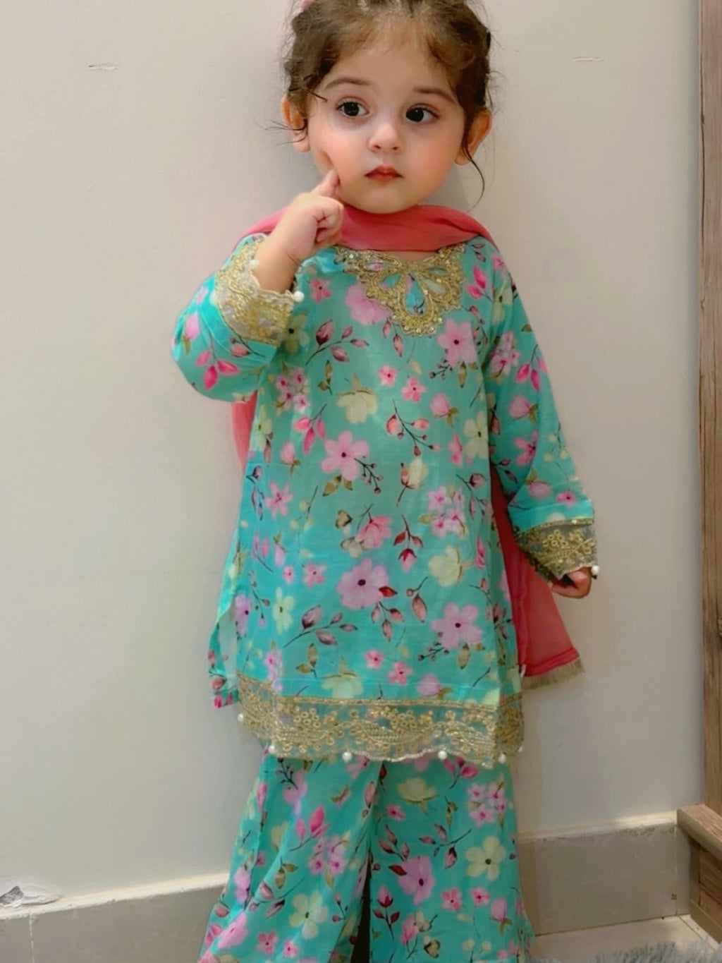 Mahira Aqua Designer Sharara Set
