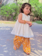 AAROHI MUSTARD FLORAL GIRLS CO-ORD SET