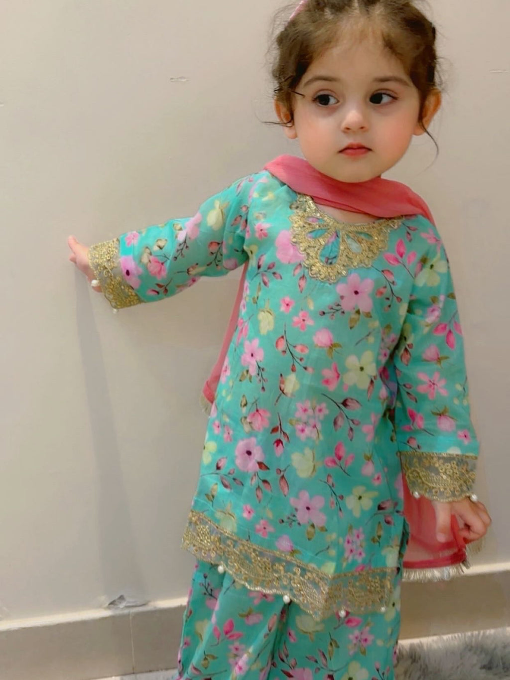 Mahira Aqua Designer Sharara Set
