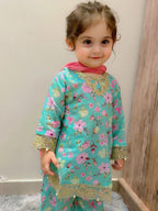 Mahira Aqua Designer Sharara Set