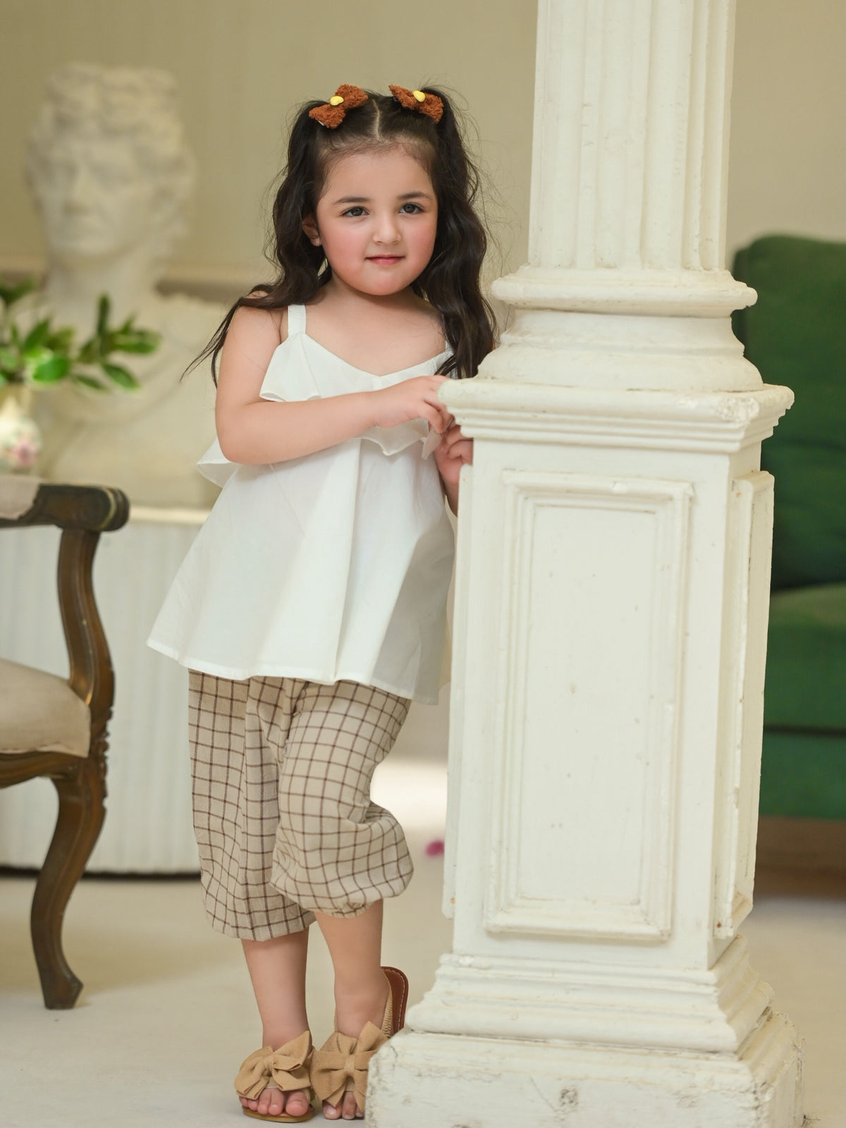 AASHI WHITE & CHECK PANT SET