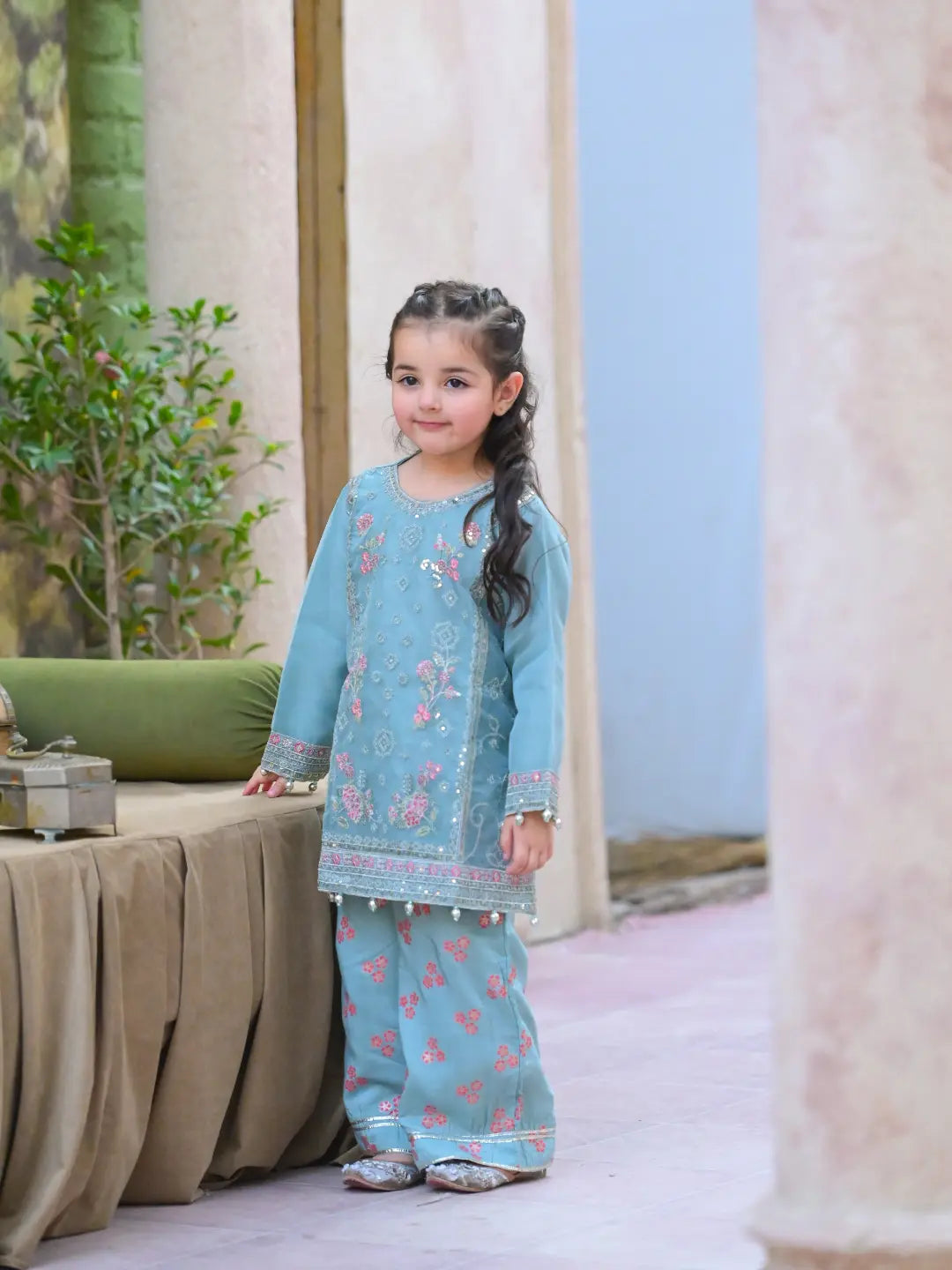 ZARA PASTEL BLUE FLORAL SUIT