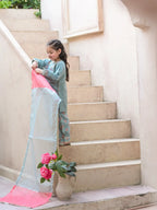 ZARA PASTEL BLUE FLORAL SUIT