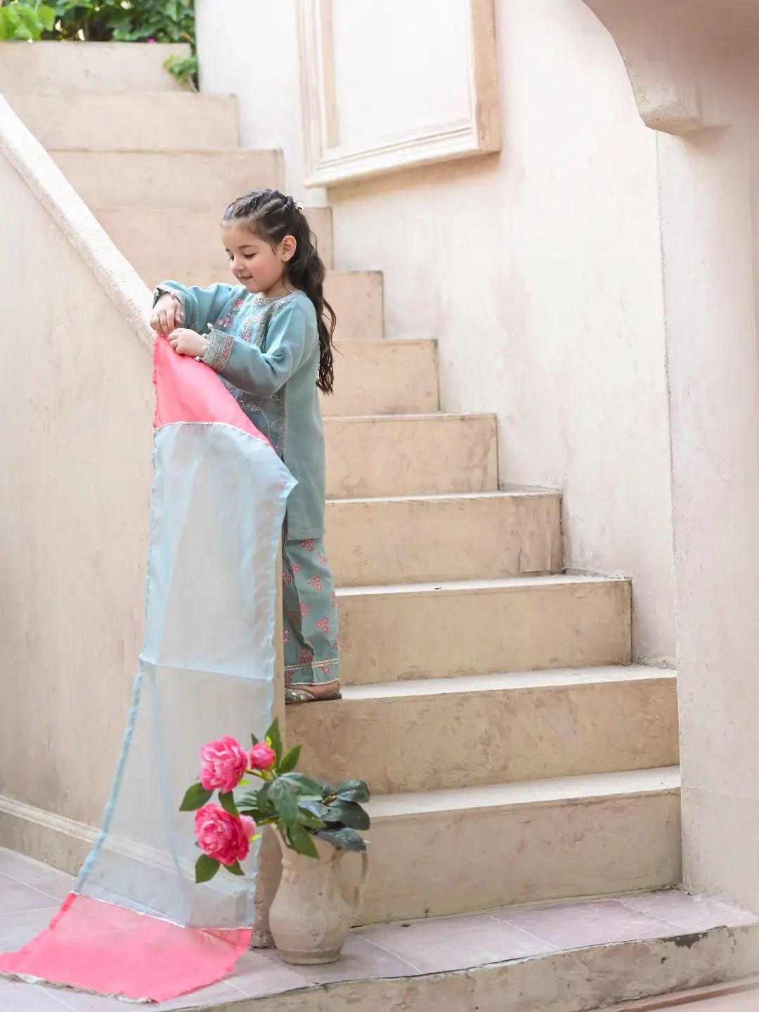 ZARA PASTEL BLUE FLORAL SUIT
