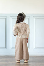 Midnight Linen Coord Set With Crochet Bib