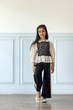 Midnight Linen Coord Set With Crochet Bib