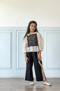 Midnight Linen Coord Set With Crochet Bib