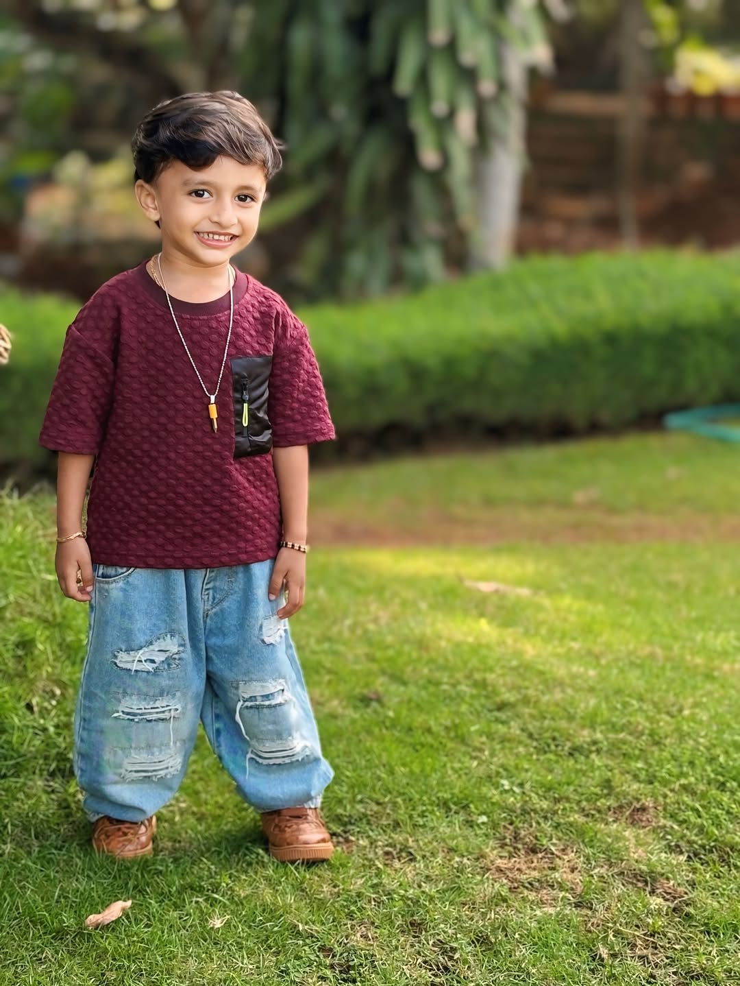 Mini Street King Textured Tee & Denim Look