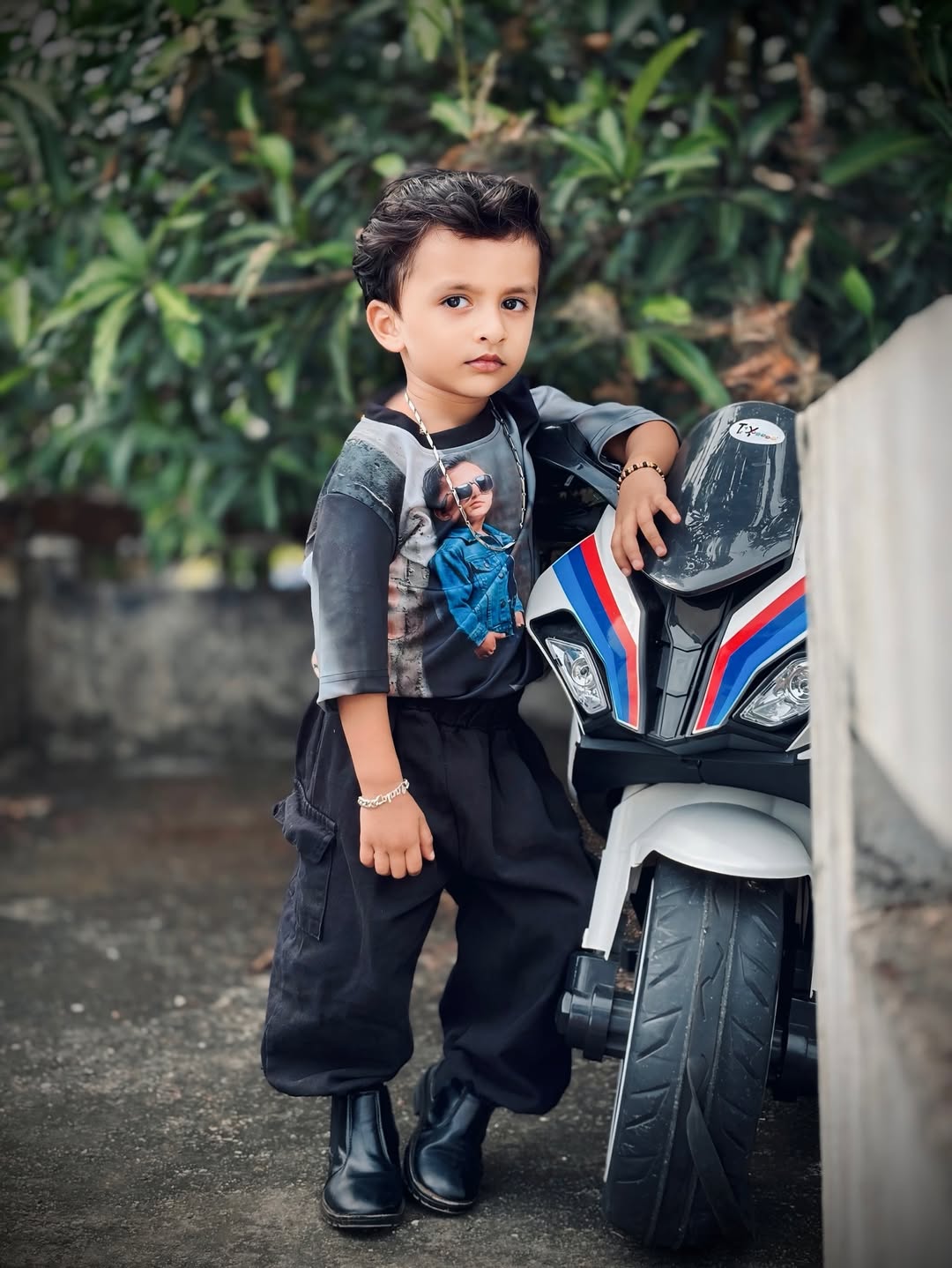 Little Biker Boss Graphic Tee & Jogger Set