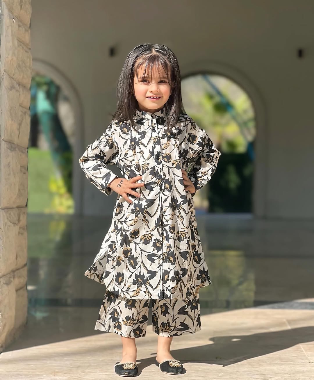 Elegant Floral Charm Kurti & Palazzo Set for Girls