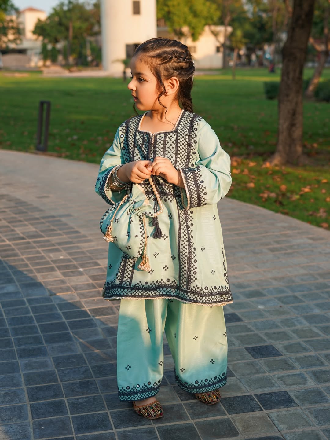 Zehra Mint Elegance Kurta Palazzo Set