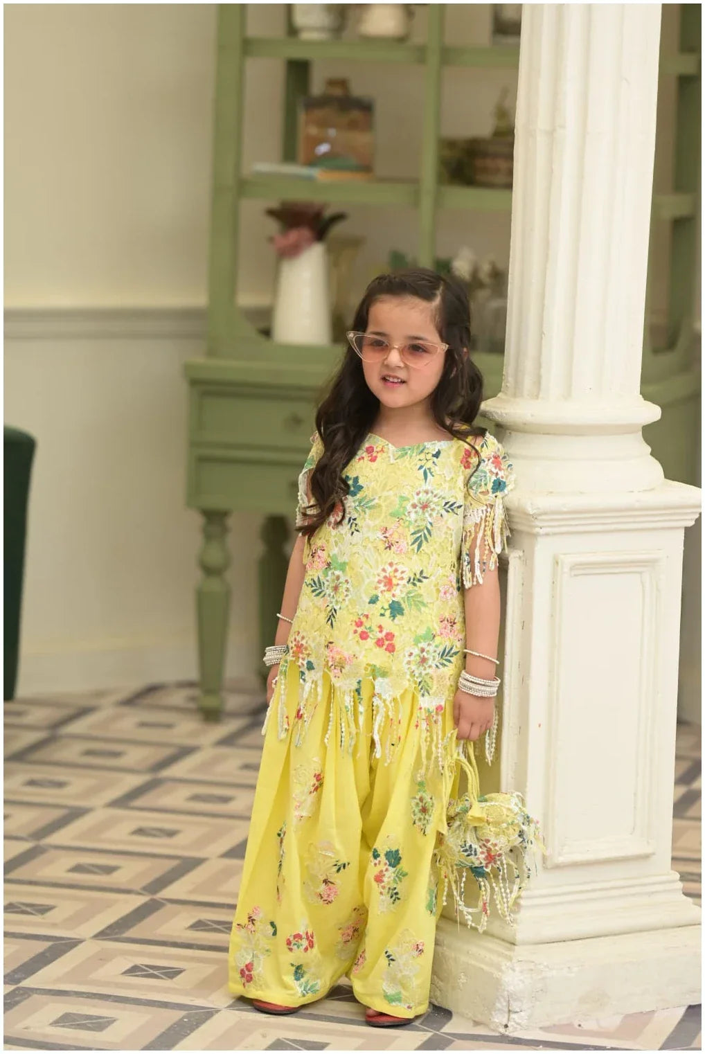 Sunehri Phool – Floral Elegance Kids Palazzo Set