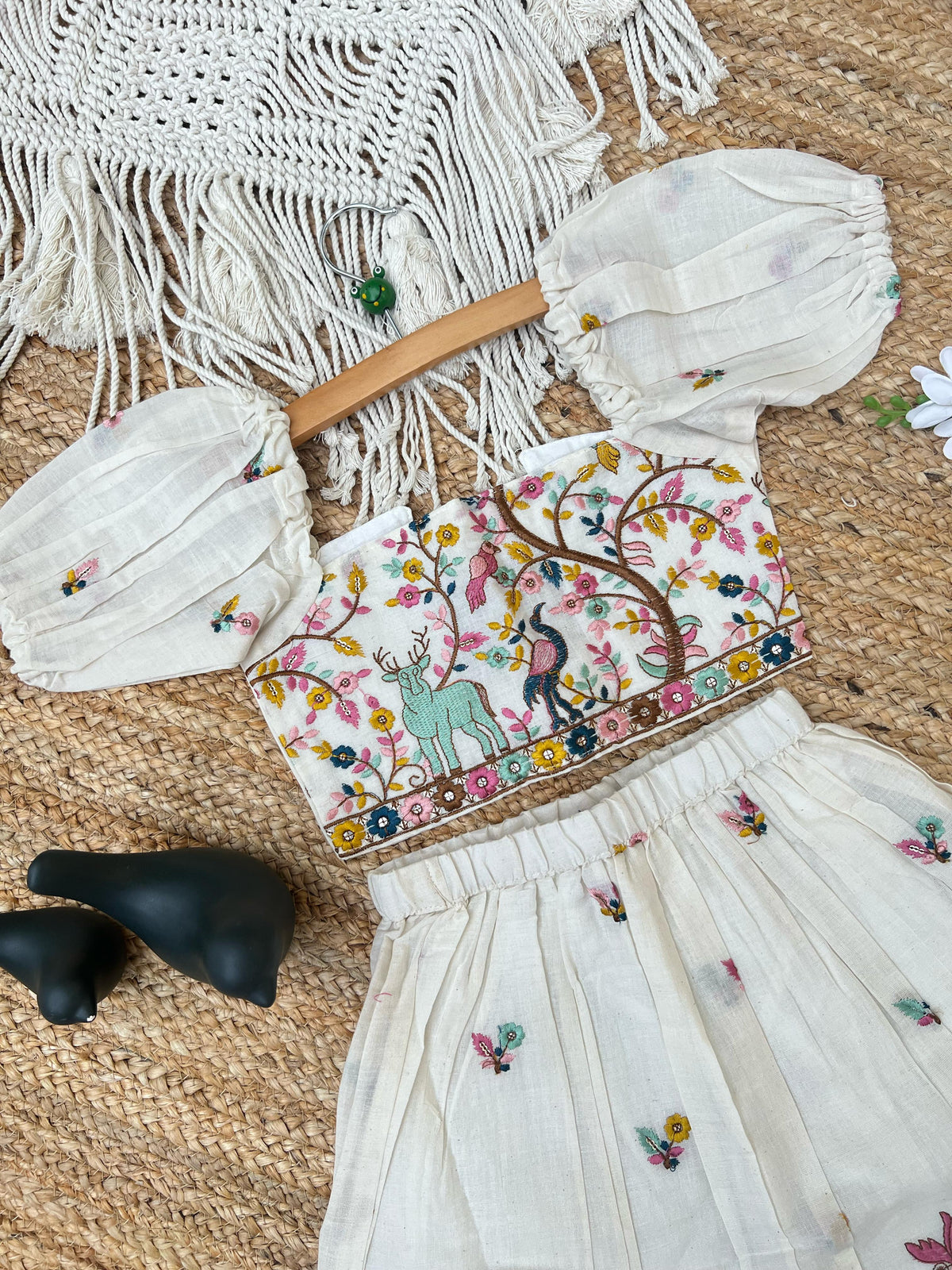 Exquisite Pure Khadi Cotton Threads Work Lahenga Choli