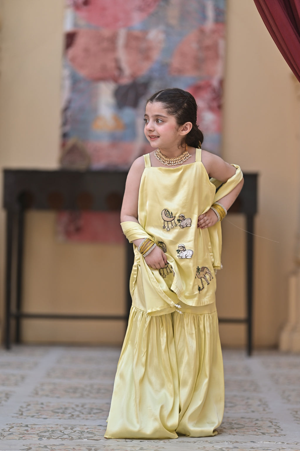 Royal Desert Muse Traditional Kurti Sharara Dupatta Set