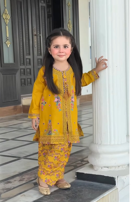RIYA MUSTARD FLORAL KURTA PANT SET