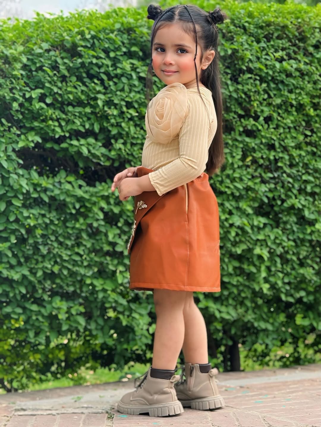 Cocoa Bloom Soft Wool Blend Skirt