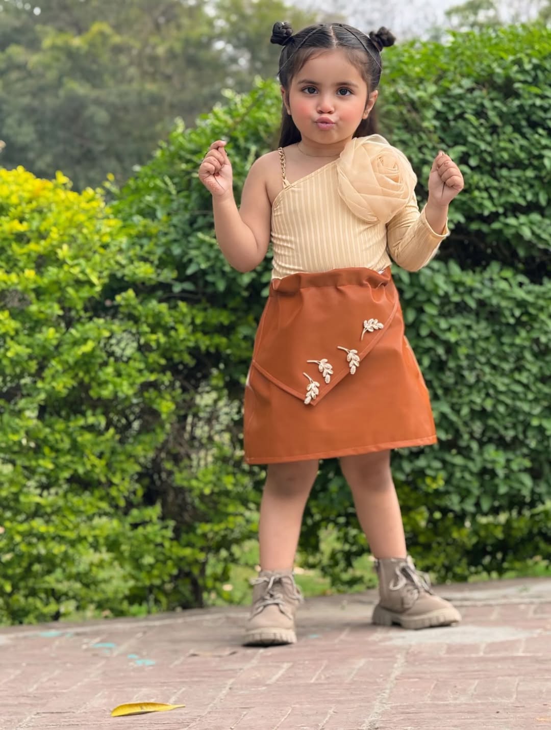 Cocoa Bloom Soft Wool Blend Skirt