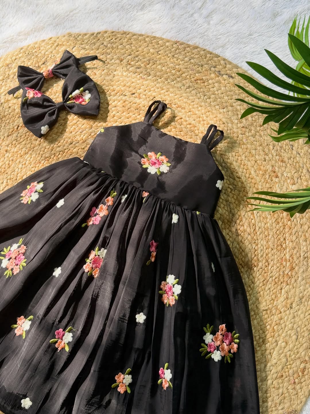 Midnight Bloom Embroidered Partywear Frock