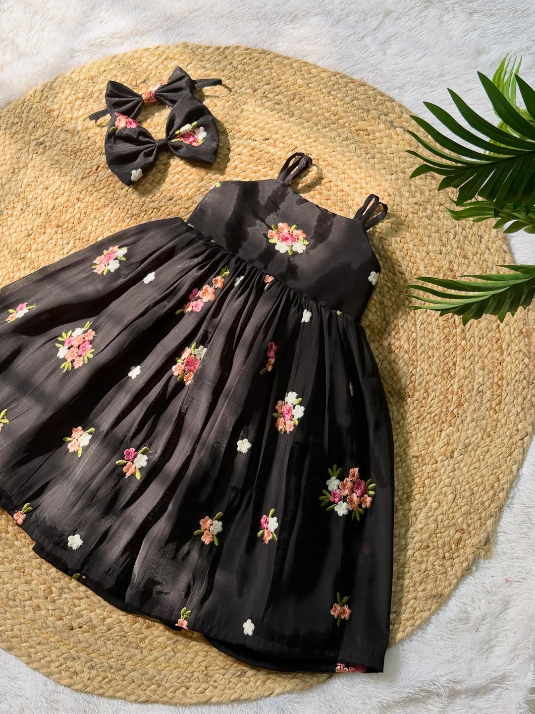 Midnight Bloom Embroidered Partywear Frock